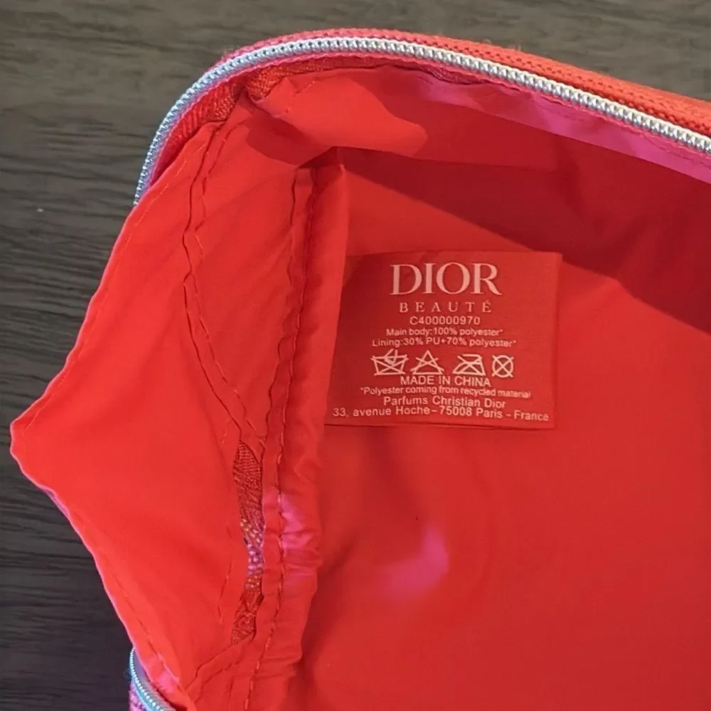 NWOT Dior Coral Canvas Travel Cosmetic Vanity Case Makeup Jewelry Organizer D…‎